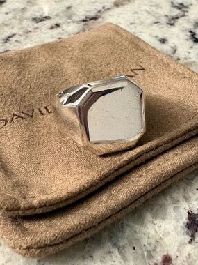 David Yurman Polished Silver Octagon Signet Ring Men’s Size 8